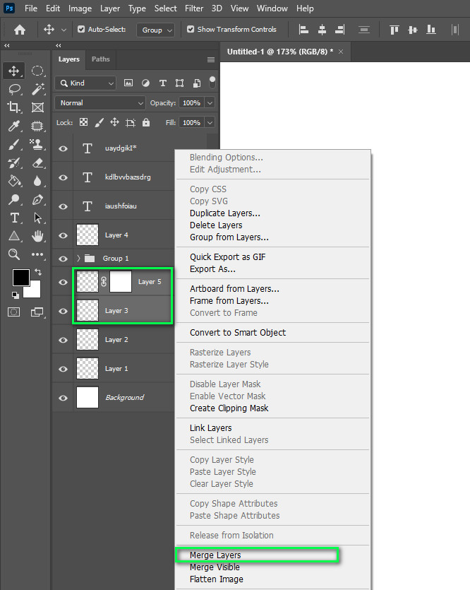 Merge text layers in photoshop