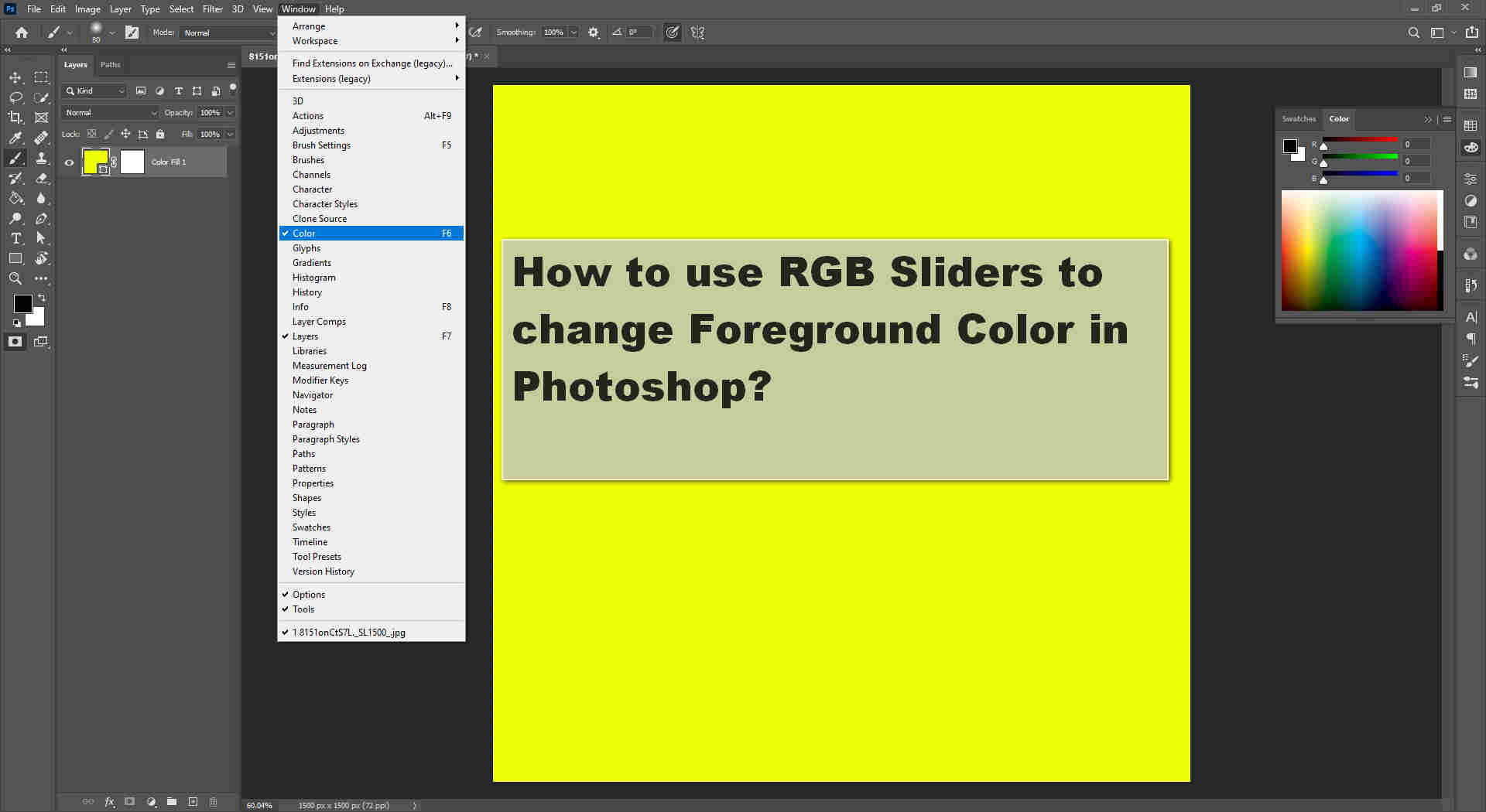 How to use RGB Sliders to change Foreground Color in