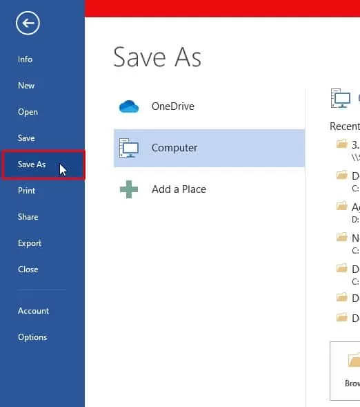 File saving option