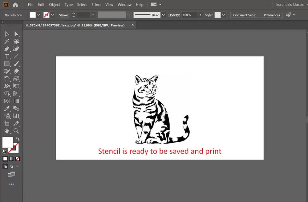 Stencil is ready to be saved and print