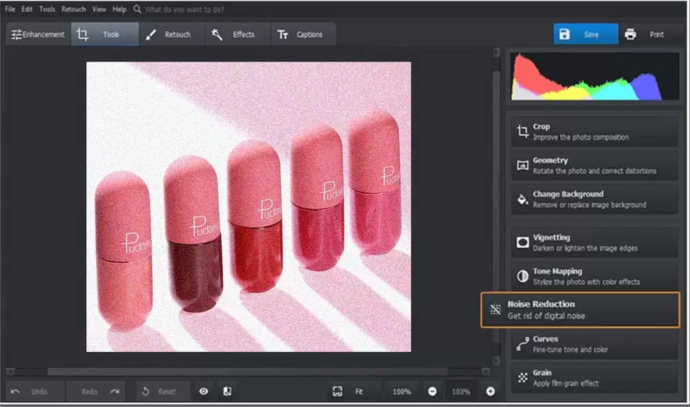 Open-the-Tools-tab-of-the-software-by-clicking-on-the-menu.-Find-the-noise-reduction