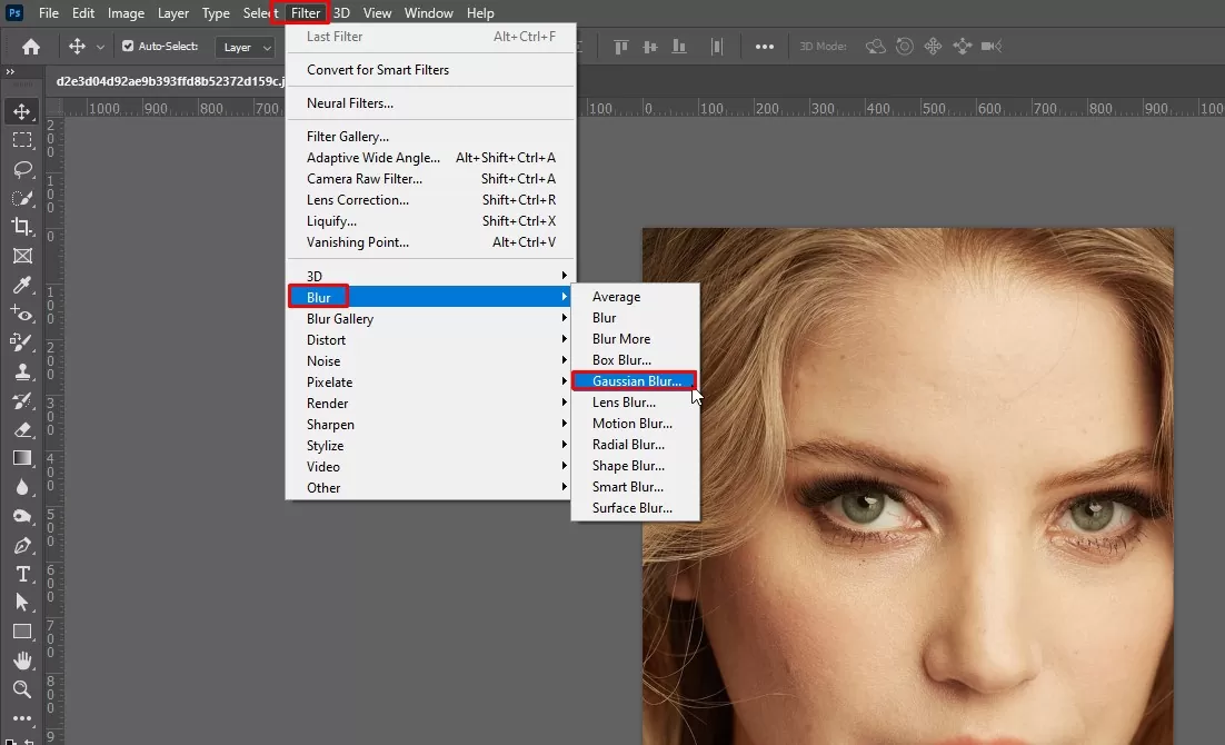 To blur the image with the Filter Blur