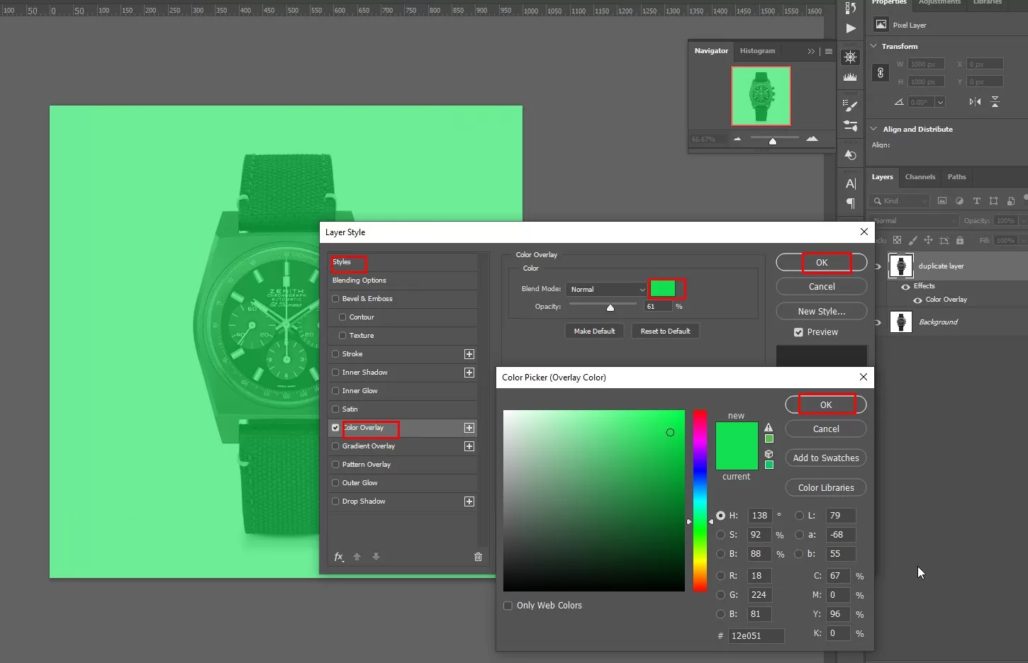 5. Now look at the right side to select Color