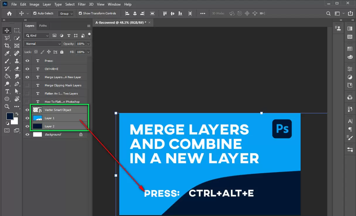 Method 4 Merge Layers And Combine In A New Layer