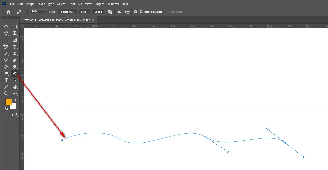 Drawing a curved line