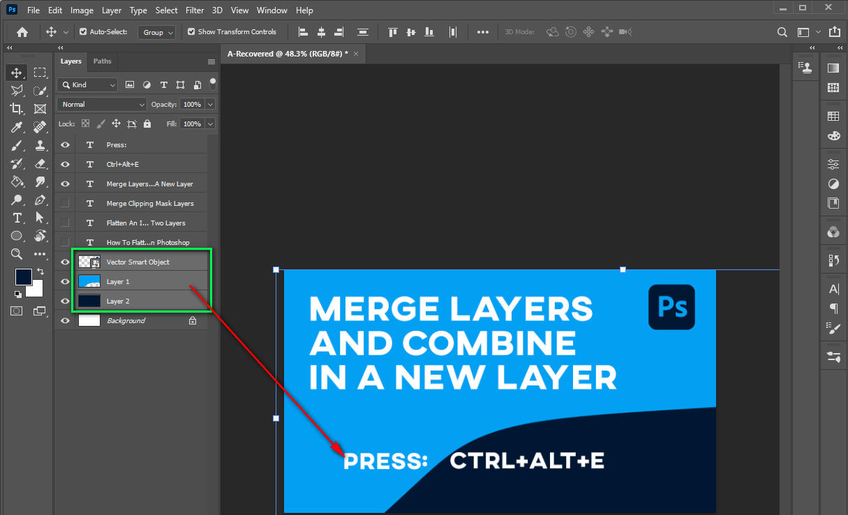 Method 4 Merge Layers And Combine In A New Layer