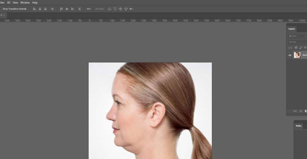 1.Begin the editing workflow by opening- How to get rid of double chin in photoshop