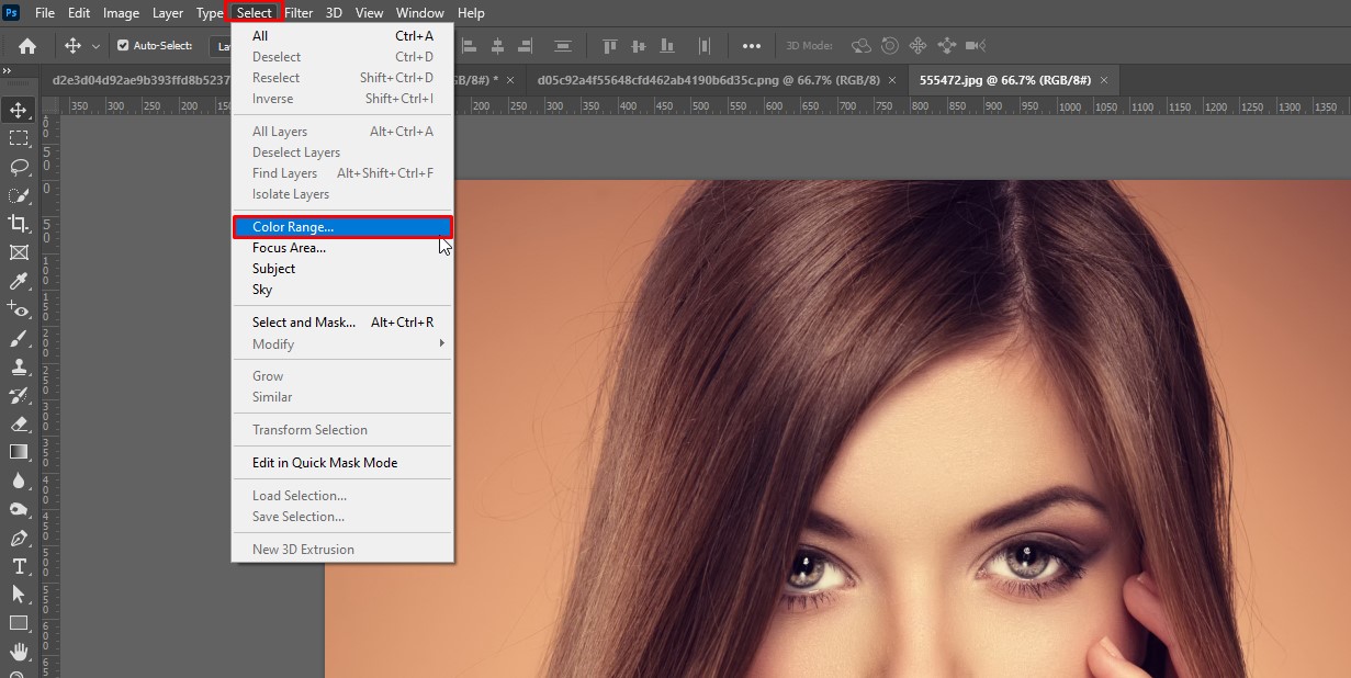 Go to the top menu bar of the Photoshop- how to smooth out skin in photoshop
