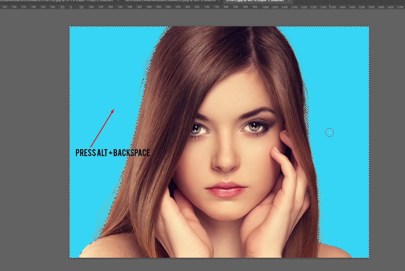 You have to fill the selected area- how to smooth out skin in photoshop