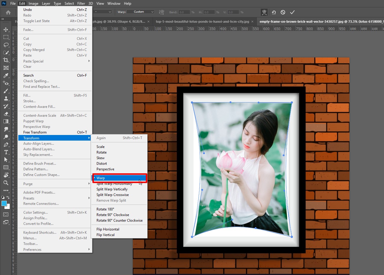 Using Warp- how to clip an image in photoshop