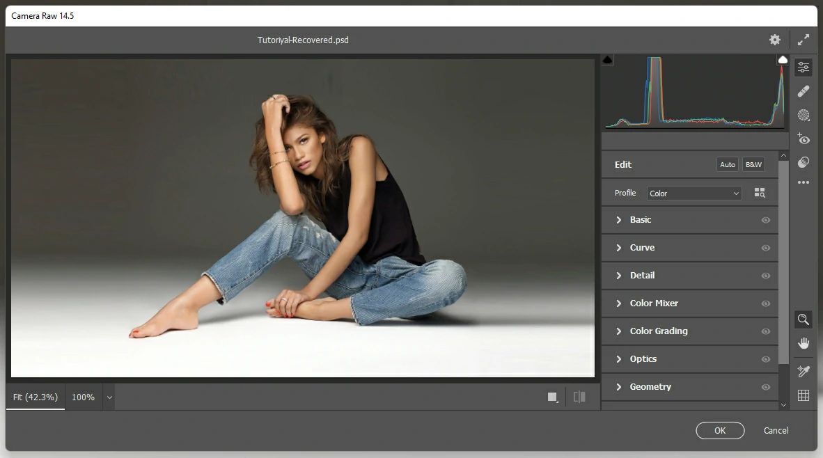 Start with Adobe Camera RAW for post-processing photos